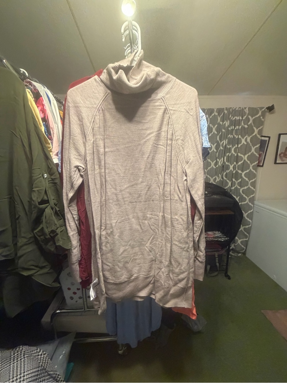 Men's Longline Turtleneck Sweater in Light Beige